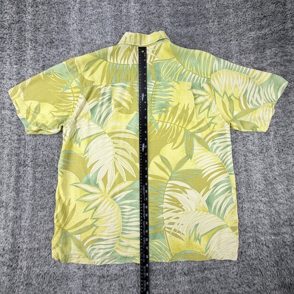 Tommy Bahama Men's Large Silk Shirt Palm Tree Leaves Tropical Hawaiian Button Up - Picture 8 of 10